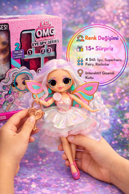 LOL Surprise OMG Eye Spy Series Fairy Doll Kyla Fae Renk Değişimli Kanatlı Moda Bebek Seti
