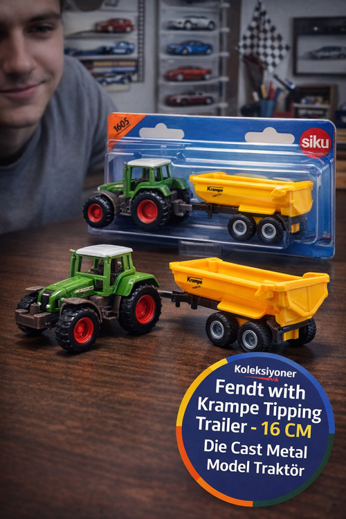 Siku Fendt 926 Vario Krampe Damperli Römork Metal Oyuncak Traktör Çiftlik Modeli 1605 Lisanslı 16 CM