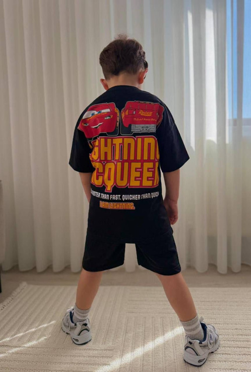 Cg Kids Şimşek Mcqueen Cars Arabalar Erkek Çocuk Tshirt&Şort Alt Üst Takım Sırt Baskılı
