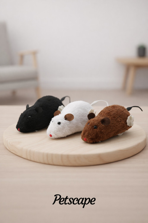 Kurmalı Fare Kedi Oyuncağı Peluş (Karışık Renk)