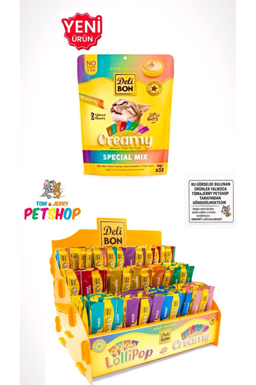 TOM&JERRYPETSHOP-DELİBON SPECİAL MİX KARIŞIK CAT CREAM KEDİ KREMASI 32X15GR