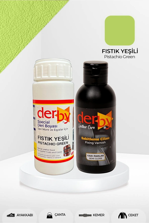 Special Fıstık Yeşili Deri Boyası Ve Cilası 100 ml - 2'li Set / Mont Eşya Çanta Deri Boyası