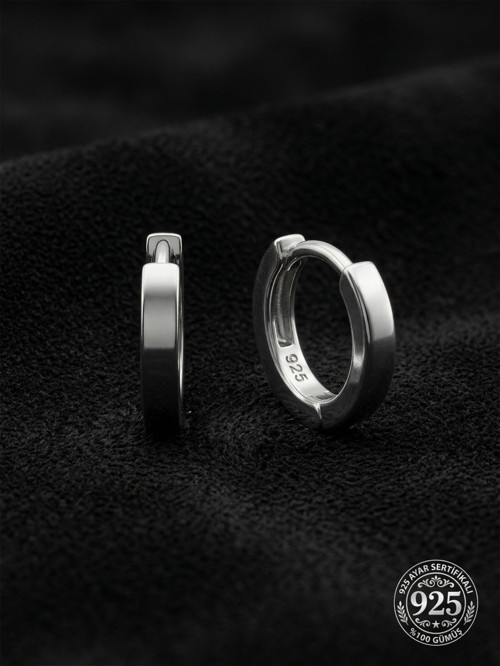 925 Ayar Gümüş Rodyum Kaplama Yuvarlak Tragus - Piercing Halka Küpe - Çift (2x9mm)