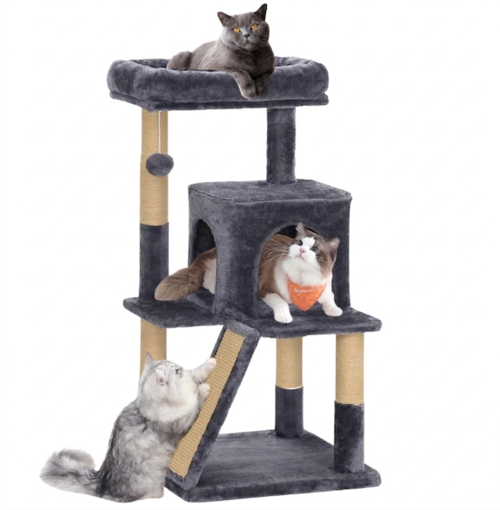 NRS-0091 Teraslı Dekoratif Kedi Tırmalama Evi Antrasit