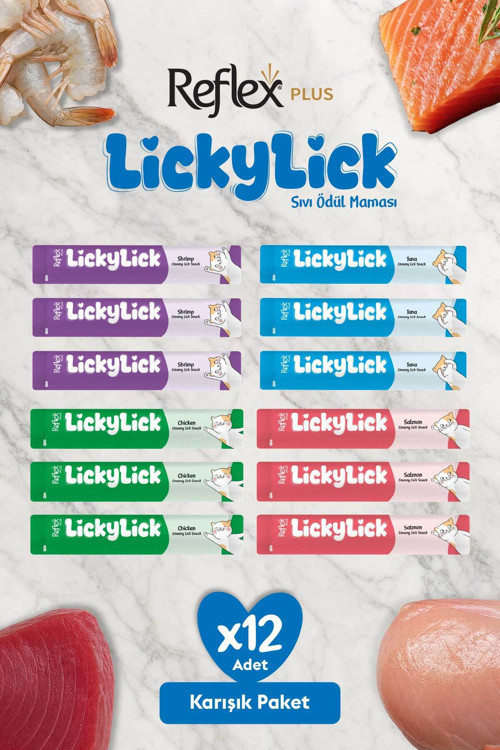 Plus LickyLick Sıvı Ödül Maması Karışık Paket 15g x 12 Adet