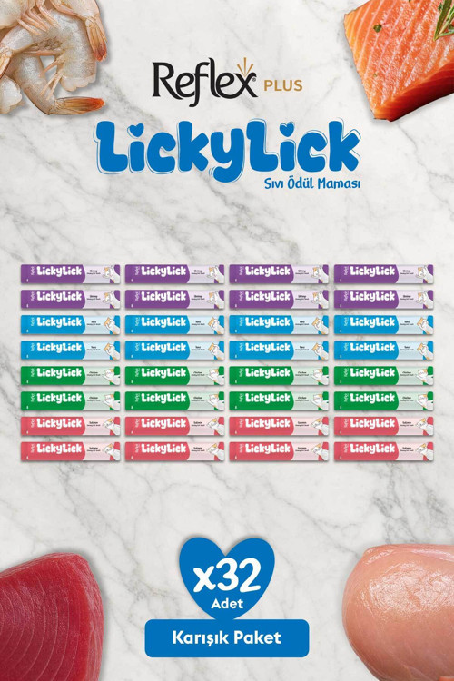 Plus LickyLick Sıvı Ödül Maması Karışık Paket 15g x 32 Adet