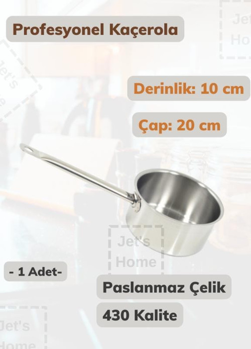 Profesyonel Kaçerola 20 cm Paslanmaz Çelik 430 Kalite