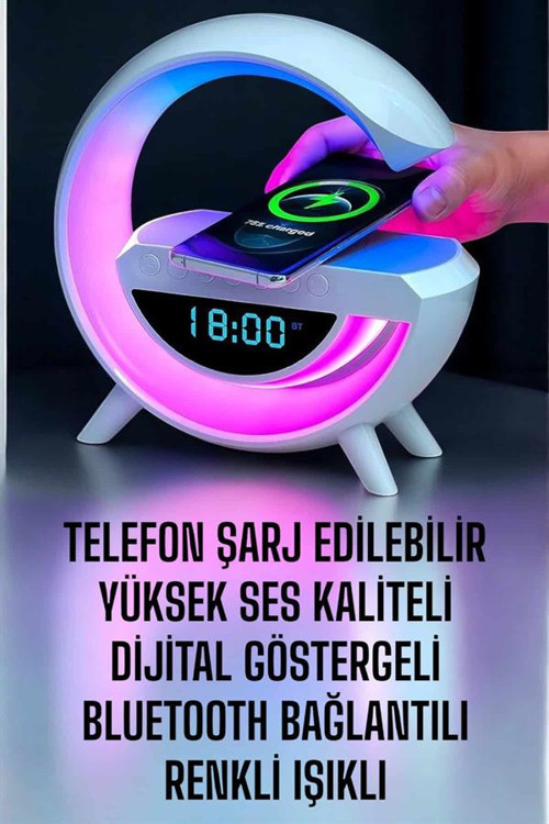 ieg™ Bluetooth Hoparlör Dijital Göstergeli Wireless Şarj RGB Işıklı