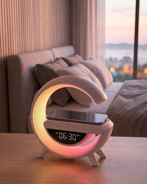 tekno RGB Gece Lambalı Kablosuz Şarj Cihazlı Bluetooth Hoparlör Dijital Saat 2026