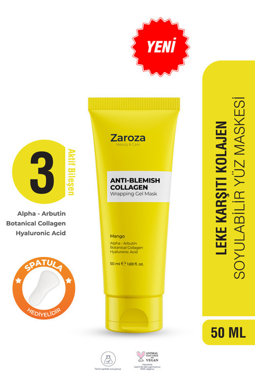 Leke Karşıtı Kolajen Cam Maske - Arbutin, Hyaluronik Asit, Soyulabilir Jel Yüz Maskesi, Mango, 50 Ml
