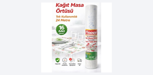 ŞeyliŞeyler - Floppy Tek Kullanımlık Masa Örtüsü 100x150 cm 5 Rulo 80 Adet