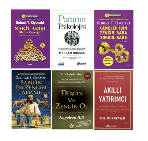 NAKIT AKISI-PARANIN PSIKOLOJISI-GENCLER ICIN ZENGIN BABA YOKSUL BABA-BABILIN EN ZENGIN ADAMI-DUSUN VE ZENGIN OL-AKILLI YATIRIMCI=6 SET