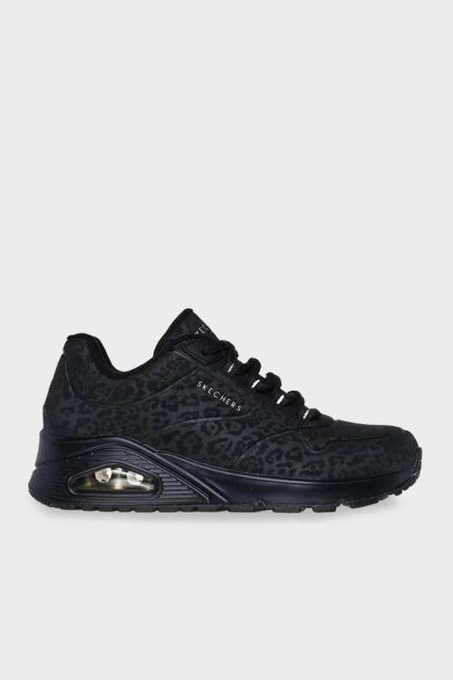 Uno-Kat Leopar Desenli Sneaker Bayan Ayakkabı 177144 BBK SİYAH