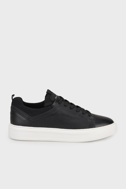 Hakiki Deri Kalın Tabanlı Sneaker Erkek Ayakkabı 15221593S1 SİYAH