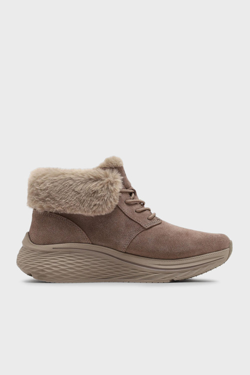 Max Cushioning Elite 2.0 Boot Snow Daze Logolu Bağcıklı Peluş Detaylı Bayan Bot 144368 DKTP KOYU BEJ