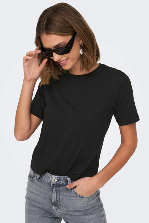 Jdyrex % 100 Pamuk Regular Fit Yuvarlak Yaka Bayan T Shirt 15344612 SİYAH