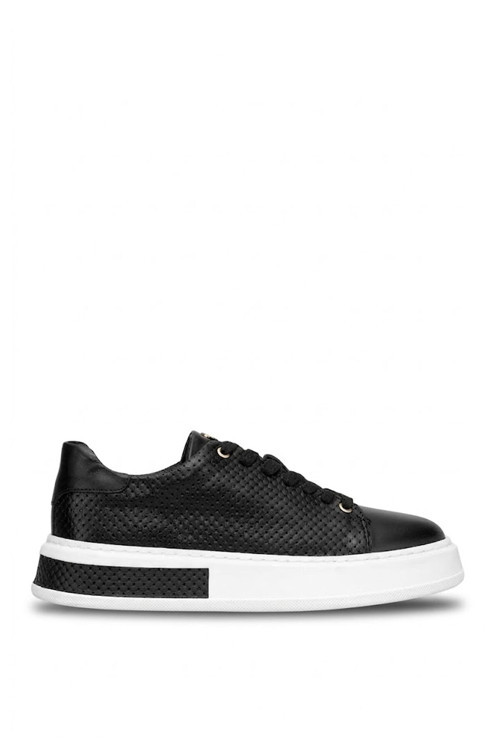 24408 Erkek Hakiki Deri Klasik Sneaker Siyah