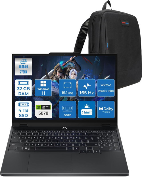 Legion 5i 15IAX10 Intel Core Ultra 9 275HX Ddr5 32GB 4tb SSD 8GB/RTX5070 115W 15.1"wqxga (2560X1600) OLED 1000NITS 165Hz WINDOWS11HOME Gaming Laptop 83F00024TRH15+ZETTAÇANTA