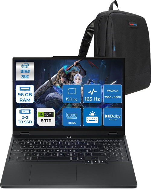 Legion 5i 15IAX10 Intel Core Ultra 9 275HX Ddr5 96GB 2tb Ssd+2tb 8GB/RTX5070 115W 15.1"wqxga (2560X1600) OLED 1000NITS 165Hz Freedos Gaming Laptop 83F00024TRF46+ZETTAÇANTA