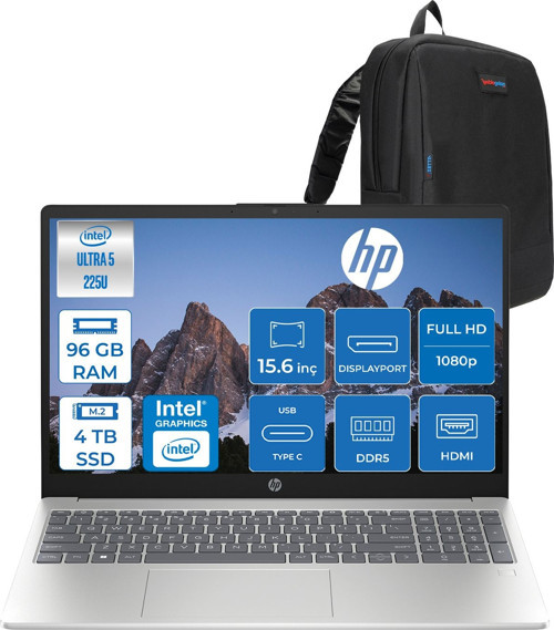 Laptop Aı 15-FD2026NT Intel Ultra5 225U 96GB Ddr5 4tb SSD 15.6" Inch Intel® Grafik Gpu Fhd (1920X1080) Freedos Taşınabilir Bilgisayar D51E0EAF35+ZETTAÇANTA