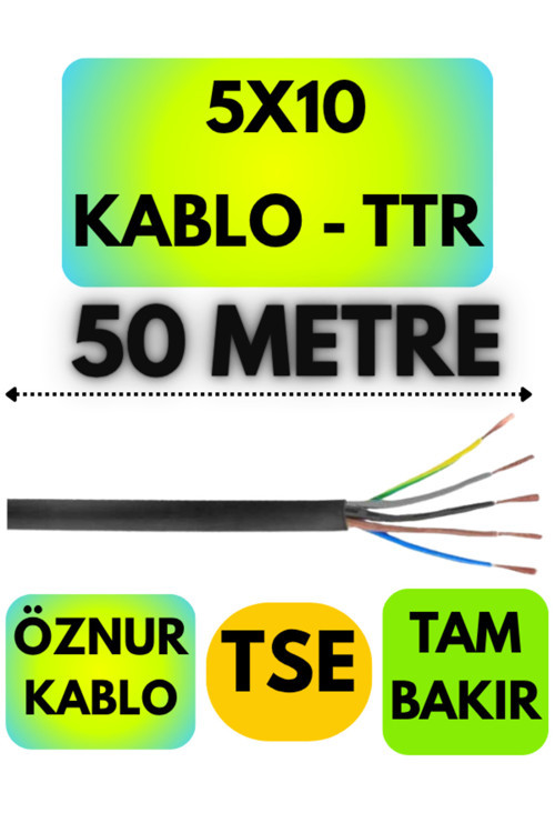 Öznur 5X10 TTR Kablo (Siyah) Metre Seçenekli 50 METRE