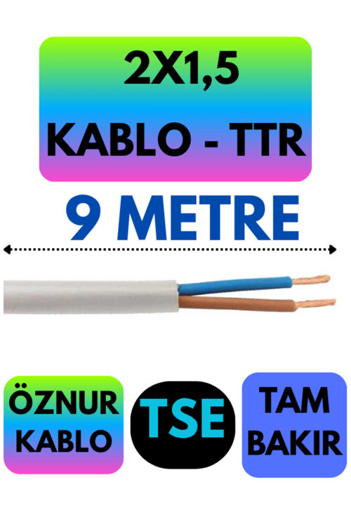 Öznur 2X1,5 TTR Kablo (Beyaz) Metre Seçenekli 9 METRE