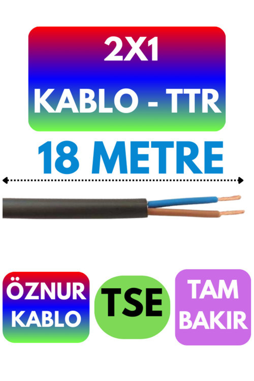 Öznur 2X1 TTR Kablo (Siyah) Metre Seçenekli 18 METRE