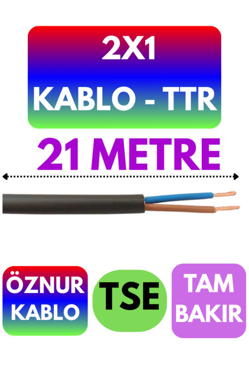 Öznur 2X1 TTR Kablo (Siyah) Metre Seçenekli 21 METRE