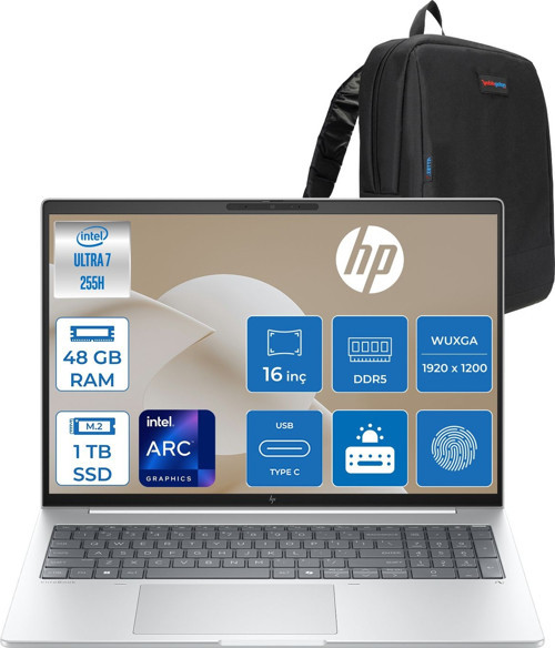 Elitebook 8 G1I Intel® Core Ultra 7 255H 48GB Ddr5 1tb SSD Intel® Arc™ 140T 16" Wuxga (1920X1200) IPS 300NIT Freedos Taşınabilir Bilgisayar AD3T0ETF13+ZETTAÇANTA