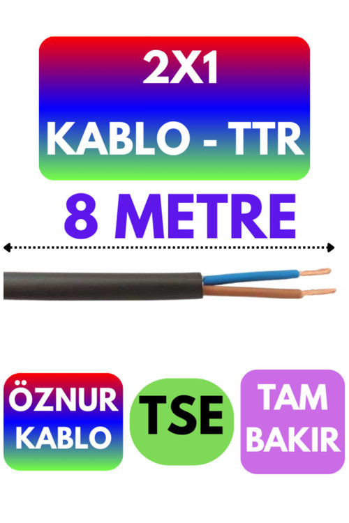 Öznur 2X1 TTR Kablo (Siyah) Metre Seçenekli 8 METRE