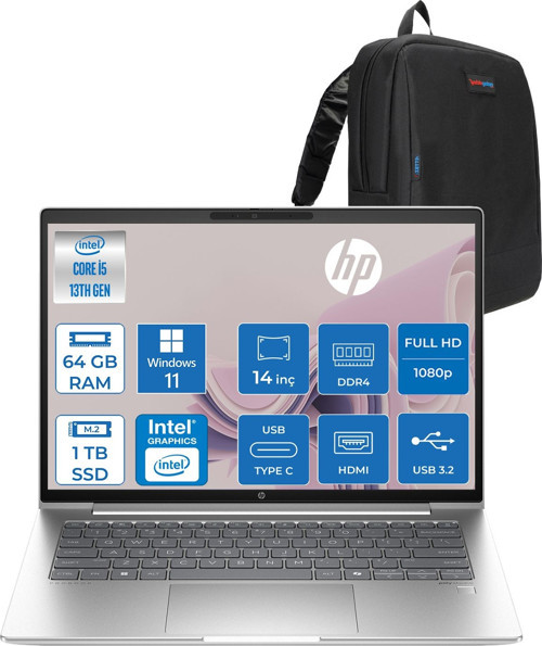 Probook 440 G10 Intel Core I5-1334U 64GB 1tb SSD Intel® Iris® Xe Graphics 14"fhd 1920X1080 IPS WIN11PRO Taşınbilir Bilgisayar B2PH4ESP23+ZETTAÇANTA
