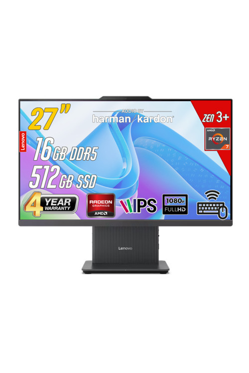 Ideacentre 27Arr9 Amd Ryzen 7-7735Hs 16Gb 512Gb 27 Fhd Freedos Siyah All İn One Bilgisayar