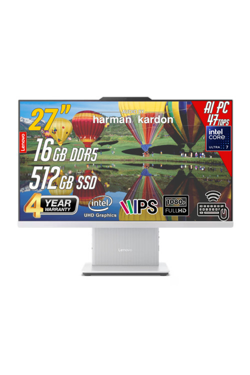 Ideacentre 27Ill11 Intel Core U7-256V 16Gb 512Gb 27 Fhd Freedos Beyaz Aı-Powered Aıo Bilgisayar