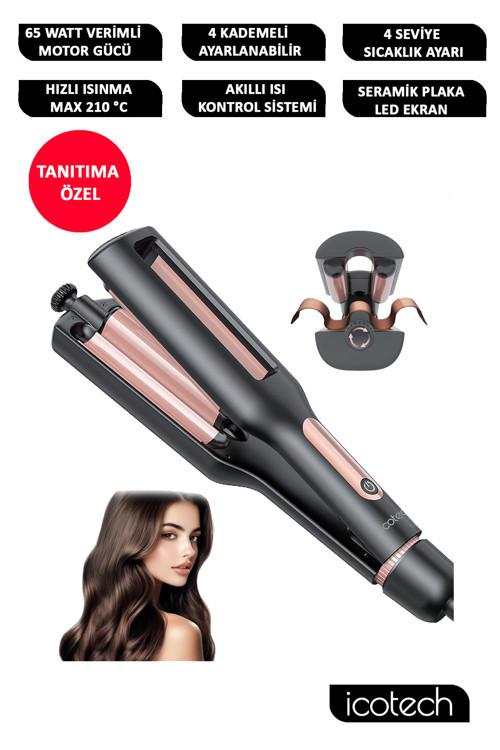İcotech Hs15 Siyah 4 Kademeli Su Dalgası Wag Maşa (22-25-32-38 Mm )