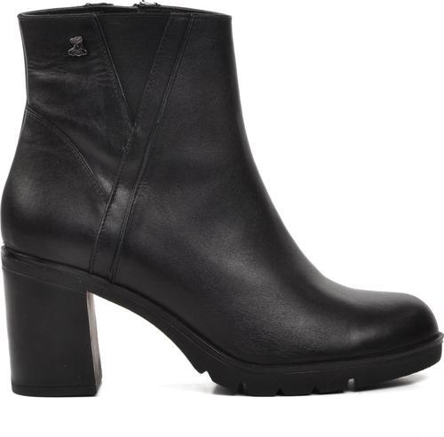 2179125K Siyah Cilt Hakiki Deri Kadın Topuklu Bot