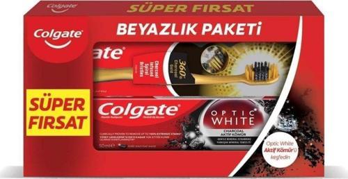 Optic White Aktif Kömür Diş Macunu 50Ml + 360 Charcoal Diş Fırçası Set