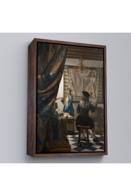 Çerçeveli Johannes Vermeer - Resim Çizme Tablosu-7422