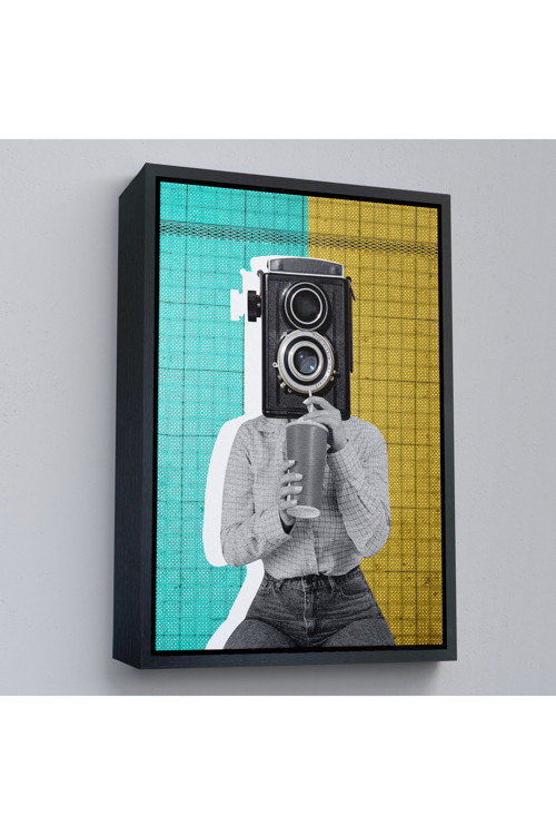Çerçeveli Kamera Kafalı Soyut Kadın Pop Art Tablosu-7872