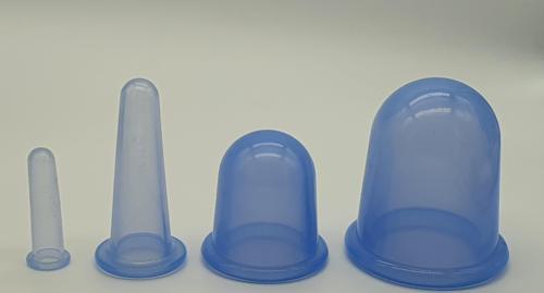 Silikon Selülit ve Yüz  Masaj Kupa Seti 4'lü Mavi Renk