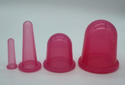 Silikon Selülit ve Yüz  Masaj Kupa Seti 4'lü Pembe Renk