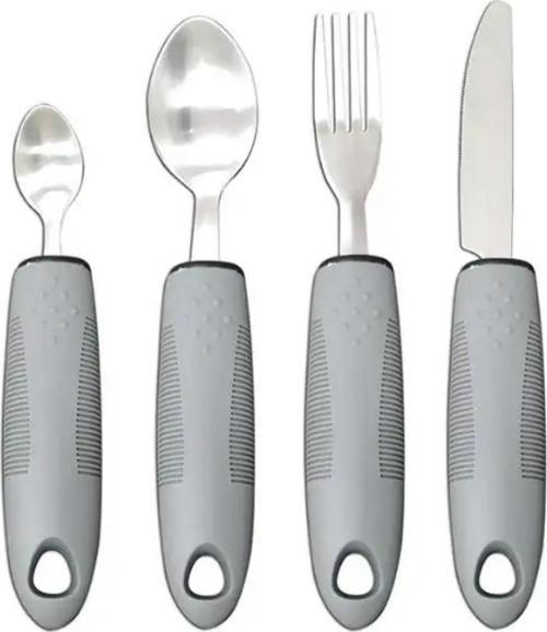 Yaşlı & Engelli Yemek Kaşık Çatal Bıçak Seti Gri Renk
