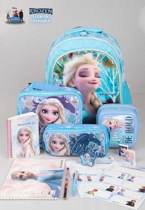 LİSANSLI FROZEN ELSA OKUL,BESLENME VE KALEM ÇANTASI İLE KIRTASİYE VE YEMEK SETİ 