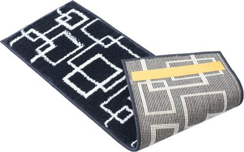 Home GH40A-WNVY-GRY7 Kare Desenli Kaydırmaz Tabanlı 7'li Merdiven Halısı - Beyaz/Lacivert