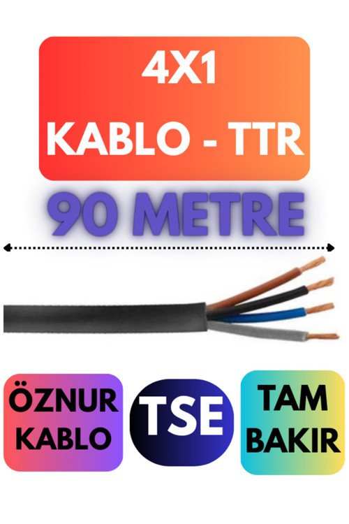 Öznur 4X1 TTR Kablo Metre Seçenekli (Siyah) 90 METRE