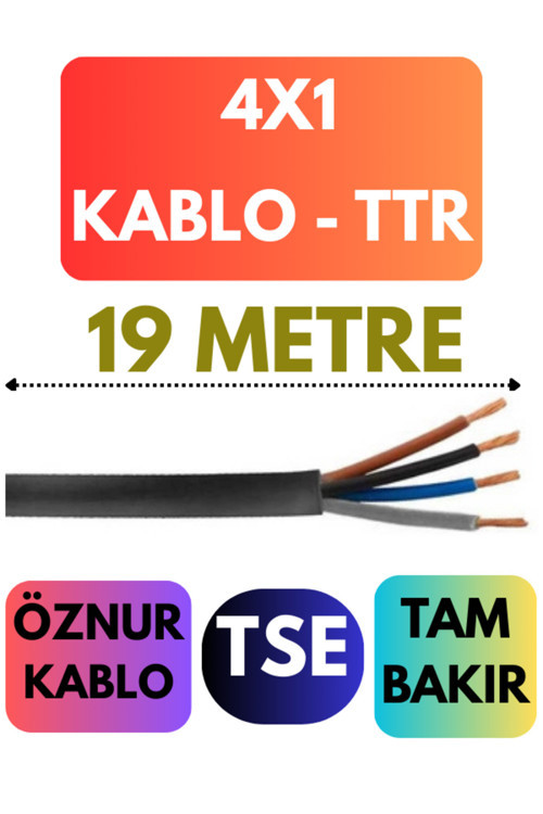 Öznur 4X1 TTR Kablo Metre Seçenekli (Siyah) 19 METRE