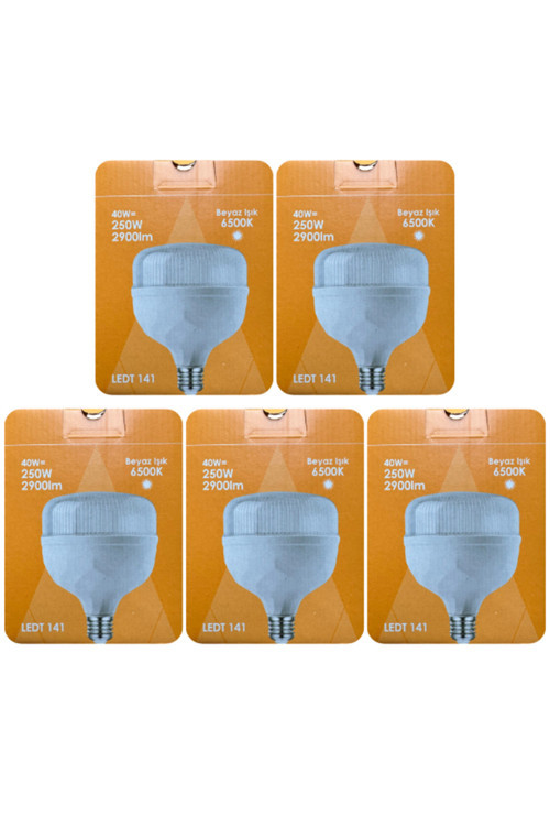 (5 Adet) Osaka 40W (250W) Beyaz Işık E27 Duylu (Kalın Duy) Led Torch Ampul