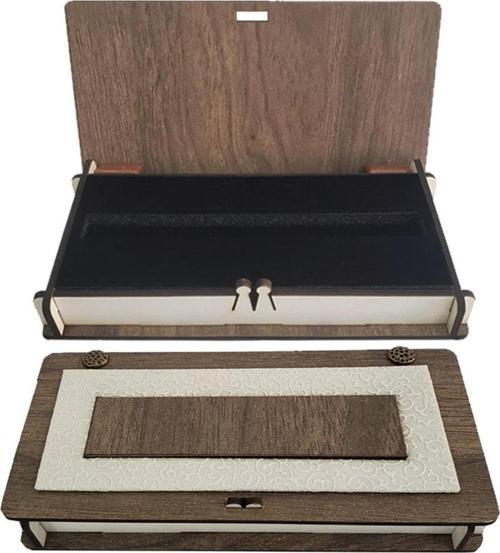 Deri Ahşap Süngerli Kalem Kutusu