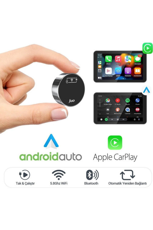 Kablosuz Carplay Android Auto Kabloludan Kablosuza Çevirici USB ve Type-C Adaptör