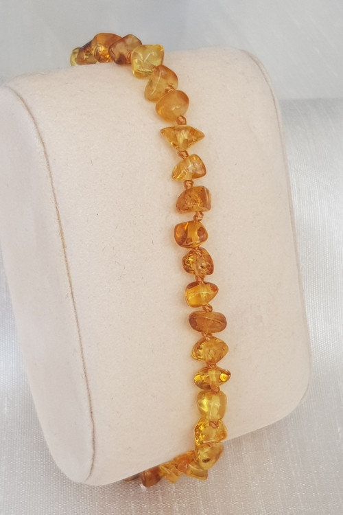Damla Kehribar Yetişkin Bileklik 18 Cm Bal Renk