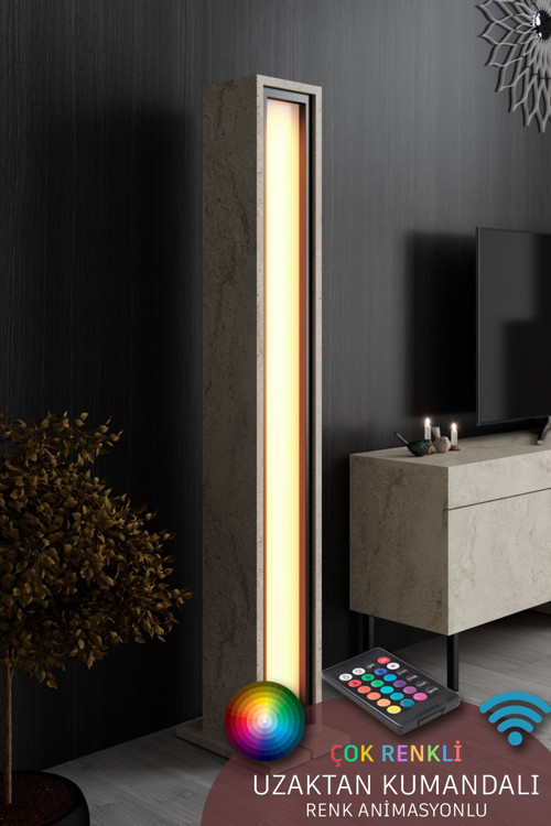 NOVA LAMBAEDER IŞIKLI METAL ÇERÇEVE MODERN TASARIM TRAVERTEN ABAJUR